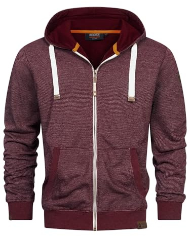 Indicode Herren INBaustian Sweatjacke mit RIPP-Bündchen und Kapuze | Kapuzensweater Hoodie für Männer
