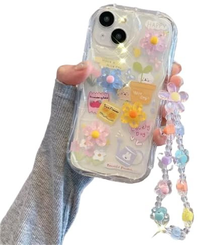 YJKJHAIG For iPhone 16 Case Clear,Korean Bear Hang Phone Chain Lanyard Clear Soft Case For iPhone 16 15 14 Pro Max 11 13 12 Mini XR 8 7 Plus X XS SE Cute Cover (Style3,For iPhone 11)