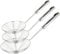 STL Pack of 3 Stainless Steel Strainer Wire Skimmer Ladle with Ergonomic Handle, Sieves Spider Mesh Filter, Solid Utensils Slotted Spoon for Kitchen, Frying Chipd Food, Pasta, Noodles, Spaghetti