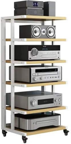 ZYXQQJ Gabinete De Componentes De Audio Soporte AV, Estante para HiFi, Estante para Amplificador, Estante para Consola De Videojuegos(Walnut,6 Tier)