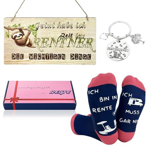 qianduoduo Regalo de jubilación para mujeres, regalo de jubilación para mujer, regalo de jubilación, regalo de pensión, regalos decorativos para mujeres (cartel de madera, calcetines divertidos para