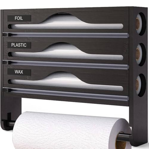 5-in-1 Frischhaltefolienspender und -schneider, Folienspender und -schneider, Folienspender 40 cm, Küchenrolle, Folien-Organizer, Aufbewahrung, Frischhaltefolienschneider für Aluminiumfolie