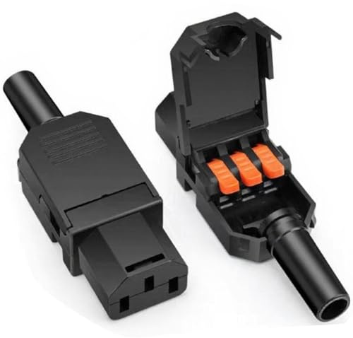 RUNCCI-YUN 2 Piezas Conector alimentación Hembra IEC 320 C13 3 Pines,Conector Adaptador de alimentación AC 250V,Enchufe IEC 320 C13 (Negro)