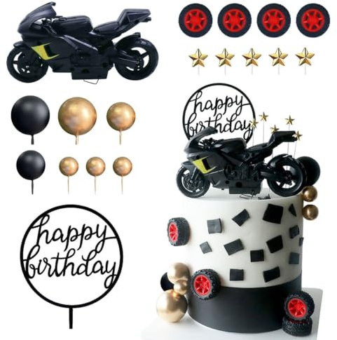 18 Stück Motorrad Geburtstagskuchen Set, Motorsport Thema, Sportdekoration, Party Dekorationsartikel, Kuchendekoration, Geburtstagsartikel