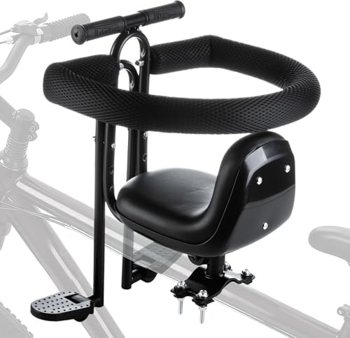 Siège de vélo pour Enfant, Montage Avant, réglable, avec accoudoirs, pédale, Garde-Corps Amovible, siège de vélo pour Enfants de 20,4 kg, Compatible avec Tous Les VTT Adultes