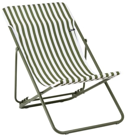 Lafuma MOBILIER - Mehrpositions-Klapp-Liegestuhl - Maxi Transat - Airlon - Grün Rayure Moss LFM5393_A000-5 Jahre Garantie