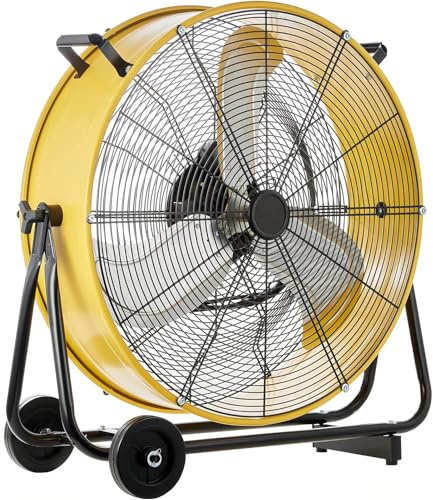 TUPOSTAR 30 Inch Industrial Drum Fan, High Velocity Floor Fan, 3-Speed, 360° Fully Adjustable Tilt, Portable Wheels & Handle, for Commercial, Warehouse, Garage, Workshop
