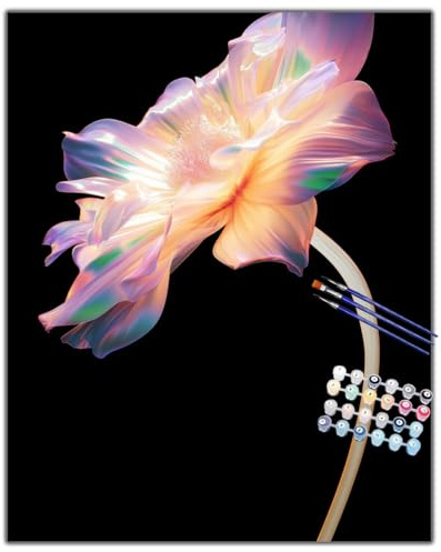 TATQUND Peinture par Numero Adulte fleur en verre irisé Diy Peinture Acrylique pour Adultes Débutants Facile sur Toile Avec Peintures et Pinceaux Decoration 40x50cm(sans Cadre)