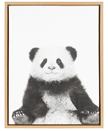 Kate and Laurel Simon Te Tai Kunstdruck auf Leinwand, Motiv Sylvie sitzender Panda, 45,7 x 61 cm, Schwarz/Weiß