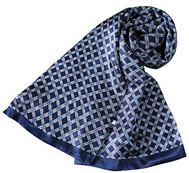 UK_Stone Klassisch Seidenschal Kariert Karo Tartan Blogger Muster Doppelschicht Halstuch Herren Schal Raute Blau
