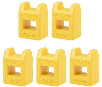 sourcing map 5pcs Magnetizer Demagnetizer for Screwdriver Bits Tips Screw Driver Magnetic Practical Pick Up Tool, Yellow