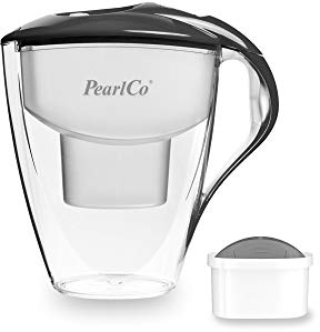 PearlCo Wasserfilter Astra (anthrazit) - mit 1 Protect+ unimax Filterkartusche (für hartes Wasser) - passt zu Brita Maxtra