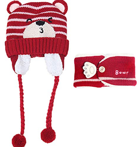 YONKOUNY Conjunto de Bufanda y Gorro de Punto para Bebe Niño Niña Linda Suave Sombrero Otoño Invierno Caliente Gorro con Bufanda de Lana Beanie Hat