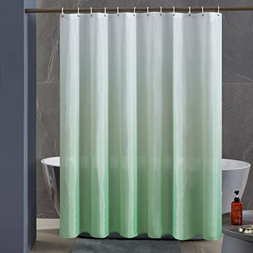 Furlinic Rideau de Douche Anti Moisissure Tissu Lavable en Machine Rideau de Bain Textile Imperméable en Polyester Design avec 12 Crochets 180x180cm Vert Herbe Dégradé