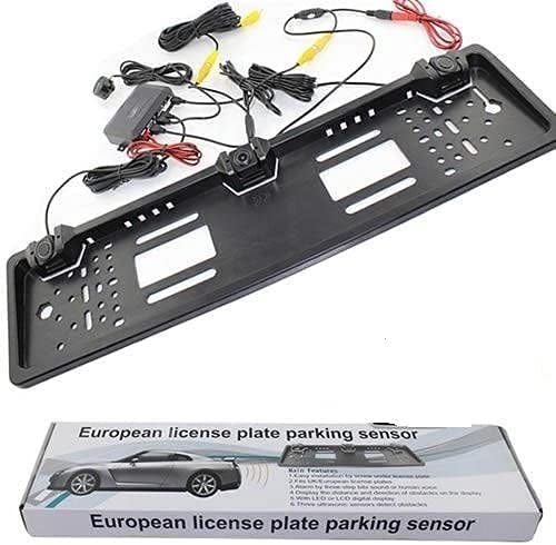 AntDau71 - Porta targa per auto con telecamera posteriore hd led e sensori di parcheggio visione notturna retromarcia per parcheggio per veicoli europei cw237