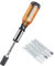 CRGANGZY Spiral Screw Driver, Push Pull Ratchet Screwdriver, Push Pull Ratchet Screwdriver Set 6 in 1 Press Type Semi-automatic (Brown)