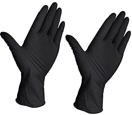 Colorful Home Tool 1 Paar Einweg Handschuhe Schwarze Gummi Nitril-Handschuhe puderfreie Tätowierhandschuhe Mechaniker Kochhandschuhe Komfortable (Schwarz, M)