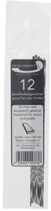 PRODIAMANT Lot de 12 lames de scie à chantourner en spirale Taille 5 pour bois et plastique 130 mm Coupe tous les côtés Fabriqué en Allemagne