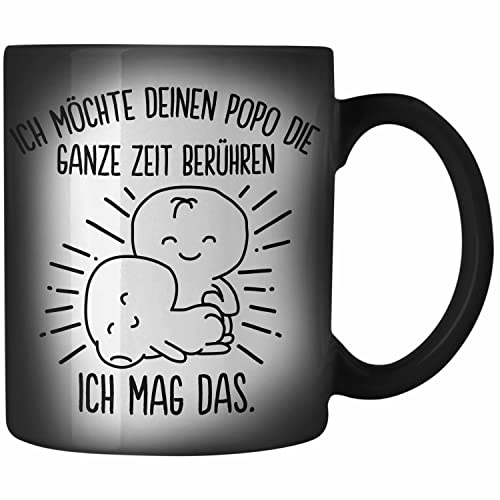Trendation - Zaubertasse für Freundin Lustig Geschenk Valentinstagidee Paare Farbwechsel Tasse Spruch Liebe Mann Popo Anfassen