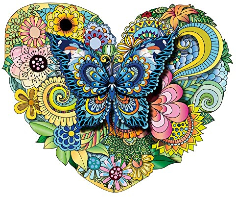 Logica Spiele Art. Der Schmetterling - Mandala Puzzles - Puzzle aus Holz - Innovative Formpuzzles - 30 x 24,5 cm - 203 Stücke