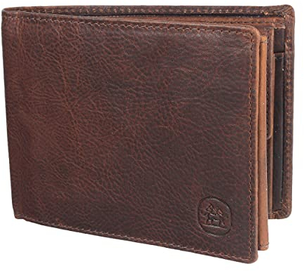 Cartvelli Geldbörse Herren Leder Dunkelbraun mit Geschenkbox aus Holz - Portemonnaie Geldbeutel Echtleder für Männer - RFID Wallet Men - Brieftasche Querformat echtes Leder (Dunkelbraun)