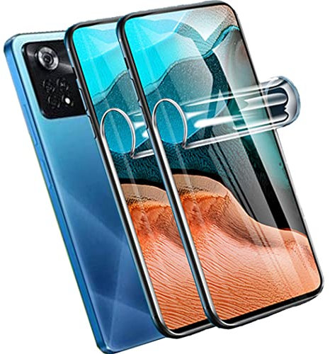 CUFEREDU 2 uds Protector de Pantalla Flexible para Xiaomi Poco X4 Pro 5G 6.67 3D Película de Hidrogel Transparente de TPU Huella Dactilar Desbloqueado NO Vidrio Templado