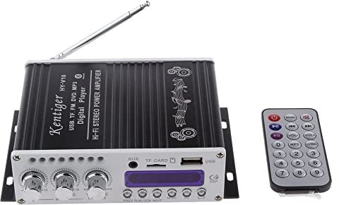 Fasizi Mini Bluetooth Hi-Fi Stereo Audio AMP Amplifier Bass Booster MP4 12V Support FM MP3 TF USB DVD for Car Motorcycle -Black
