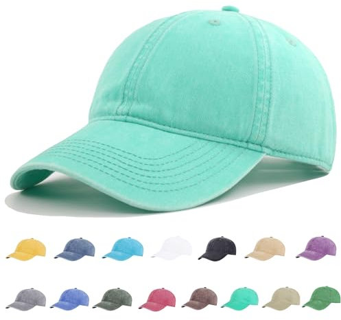 EEYON Baseballkappen im Vintage-Stil, gewaschene Baumwolle, einfarbig, verstellbar, unstrukturiert, weich, blanko, lässig, für Damen und Herren, mint, M/L