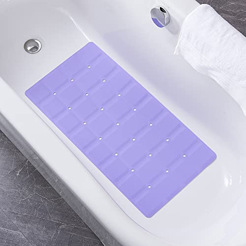 Webos Faltbare, rutschfeste Silikon-Badematte, Badewannenmatte, Duschmatten, ohne Saugnäpfe für strukturierte Badewanne und glasierte Badewanne (faltbar-lila, 71,1 x 35,6 cm)
