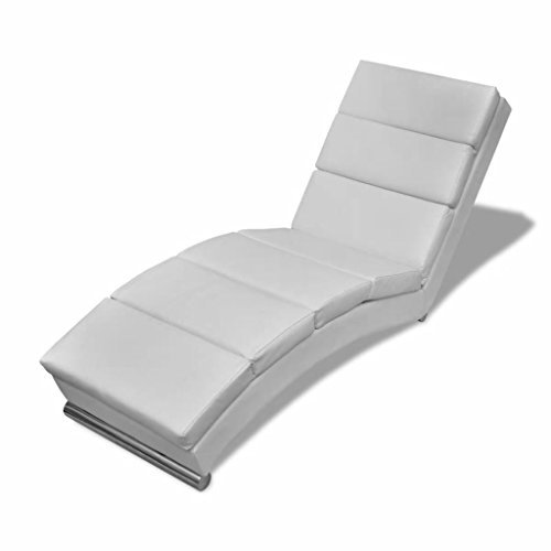 RONGQI Chaiselongue, Relaxliege Wohnzimmer, Relaxsessel, Lesesessel, Ruhesessel, Schlafsessel, Weiß Kunstleder