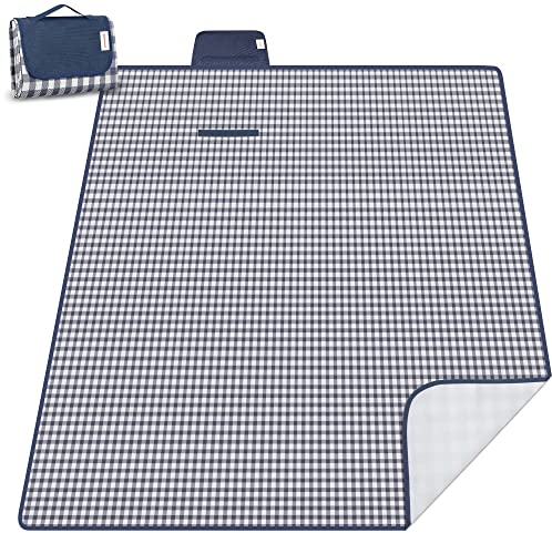 ZOMAKE Picknickdecke Wasserdicht 200 x 150,Lsoliert Picknick Decke Strandmatte Waschbar mit Alubeschichtung für Camping,Garten - XXL Tartan Stoff Picnic Blanket(Gelb/Weiß Gitter)