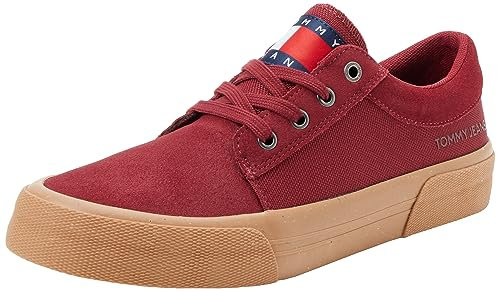 Tommy Jeans Hombre Sneaker vulcanizada Skate Derby Zapatillas, Rojo (Rouge), 45 EU