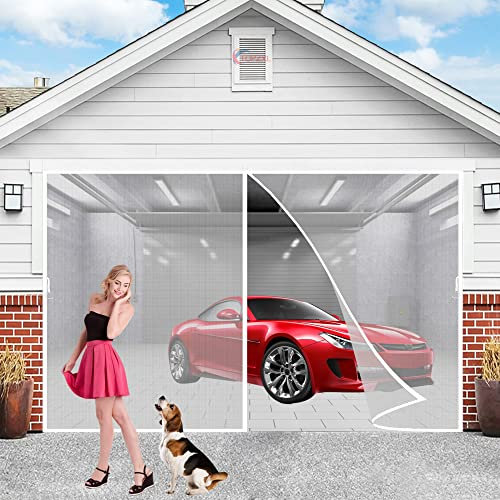 Door Netting 145x265 cm (993 Size) Double Magnetic Fly Screens for Patio Doors, French Insect Door Net Fly Screen Curtain Mesh, White