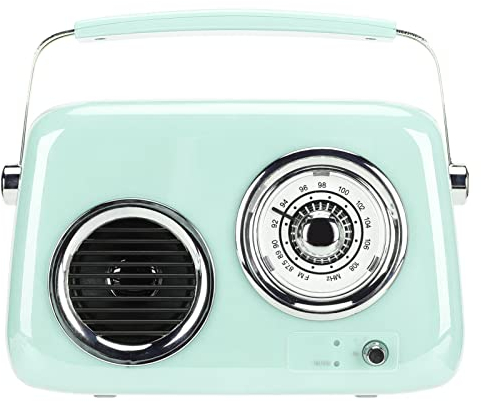 Retro Radio Bluetooth Speaker, Handheld 4 Hours Battery Life HiFi Stereo Sound 3 Inch 5W Speaker Bluetooth Speaker for Party (Mint Green)