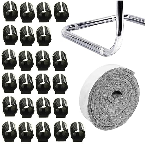 24 Stück Kunststoff Klemmschalengleiter Mit Filzauflage Stuhlgleiter Für Freischwinger Stuhlgleiter Bodenschongleiter Silencer Möbelgleiter Für Runde Rohre (25mm,Schwarz)