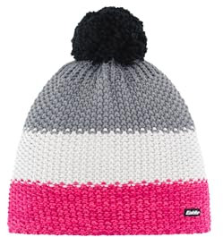 Eisbär Mütze Herren & Damen Star Pompon Pink-weiß-grau - Merino Wintermütze Unisex mit Fleece schützt vor Kälte und Wind - Bommelmütze atmungsaktiv thermoregulierend warm Haube aus Österreich