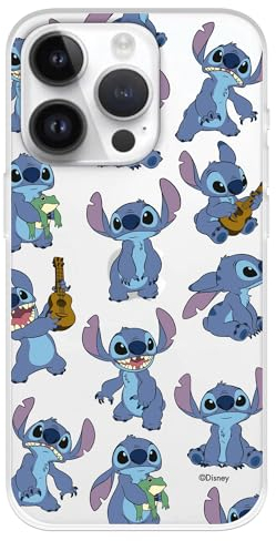 iPhone 15 Pro Hülle Offizielle Lilo & Stitch Muster Transparent zum Schutz Ihres Handys Flexible Silikon iPhone Hülle mit offizieller Disney Lizenz