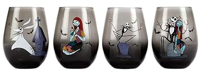 Paranoid Fish Nightmare Before Christmas Silver Tumbler Set of 4 Glass 300ml