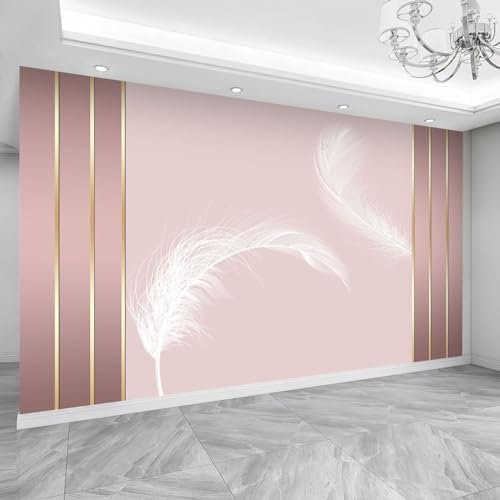 Carta da Parati Piuma Oro Rosa Carta da Parati Camera da Letto Soggiorno TV Sfondo Carta da Parati 3d Non Tessuto Carta Parati Murale Decorazione Carta da Parati Bambini 210x140cm