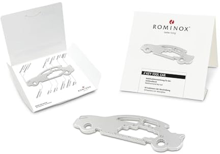 Artículo de regalo: ROMINOX Key Tool // Auto/Car, 18 funciones, llavero Keytool, abrebotellas, multiherramienta de acero inoxidable + descripción de funciones, herramienta multifunción, carnet de