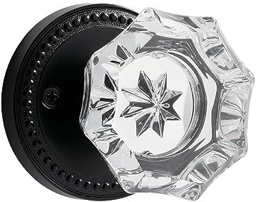 SORWDUERM Black Door Knobs Crystal Door Knob Passage Door Knobs Matte Black Interior Glass Door Knob for Hall and Closet 1 Pack