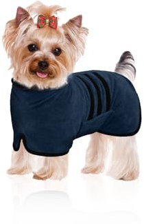 WUFANC Hundebademantel, Bademantel Hund aus Mikrofaser, Extra Saugfähig und Schnelltrocknend, Hunde Bademantel mit Klettverschluss und Verstellbarem Schrumpfband für Große Mittel und Kleine Hunde