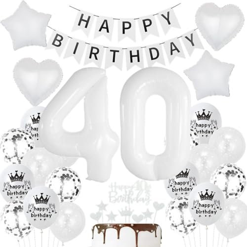 Luftballons 40. Weiß, 40 Geburtstag Deko Weiß, 40. Geburtstag Frau Mann Deko, 40 Luftballons, 40 Jahre Luftballon, 40 Jahre Party , Ballon 40 Party