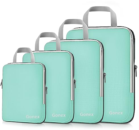 Gonex Compression Packing Cubes 4er Set, Gonex Kleidertaschen 4-teilig Verpackungswürfel, Kleidertaschen Set, Kofferorganizer Reise Würfel