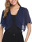 Aottori Damen Chiffon Bolero Festlich ärmellos Elegant Shrug Top Kurze Strickjacke Cardigan Open Front Bolerojacke Schulterjacke Navy Blue L