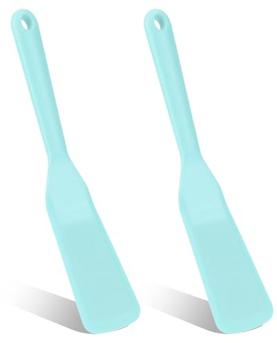 2 Pack Egg Spatula Flipper Thin Small Omelette Spatula Turner Silicone Heat Resistant Non Stick Cooking Spatula Long Crepe Pancake Spatula for Cooking Omelet Pancake Burgers Pizza Steak Crepes