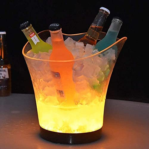 DIIDIIFF Hochwertiger Eiskübel, Eiswein 5 l, Barwein, Bierflaschen-Getränkekühler mit transparentem/Buntem Farbverlauf, Party-Eiskübel, Eiskübel/weißes Licht