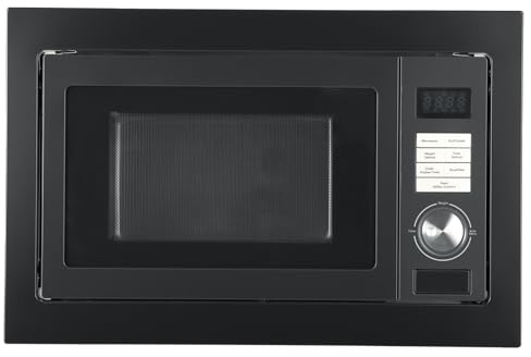 Techomey Einbau-Mikrowelle, 25 Liter, 38,8 * 59,5 cm, 900 W, Drehteller 31,5 cm, Auftaufunktion, 5 Leistungsstufen, 8 Automatikprogramme, Schwarz