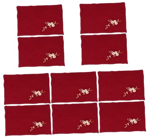 Ciieeo 10 Pcs Tea Table Cleaning Cloth Exquisite Hand Towel Linen Dinner Napkins Towls Hand Towel Teapot Cleaning Towel Table Napkin Towel Red Chinese Style Tea Cloth
