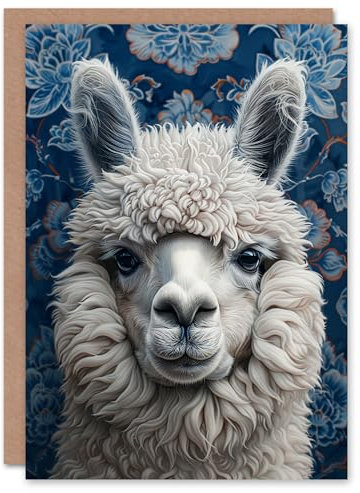 Artery8 Kopf Blumenmuster Mädchen Junge Kinder Alpaka Tochter Sohn Geburtstagskarte